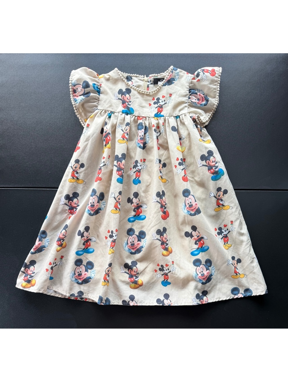 Disney Mickey Mouse Girls Dress Size 5 S&S All Over Print Flutter Sleeve